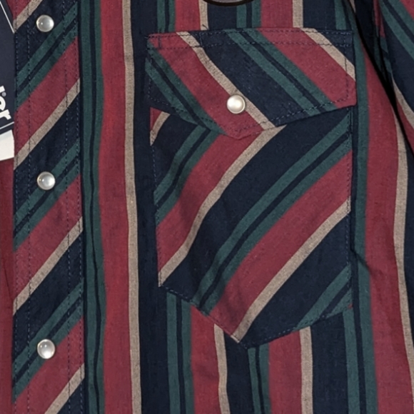 NWT Mens Wrangler Striped Western Pearl Snap Button Down Long Sleeve Shirt Tall - Picture 8 of 8